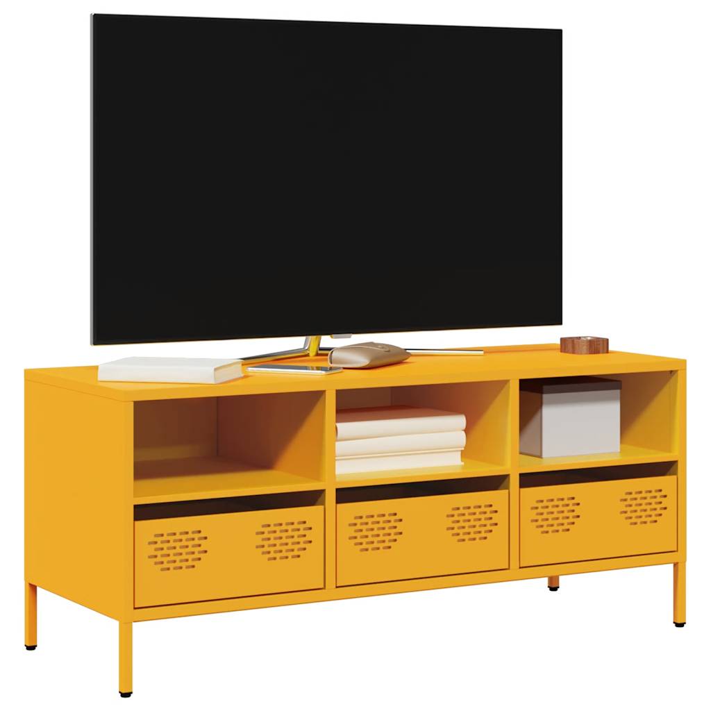 Dulap TV, galben muștar, 101,5x39x43,5 cm, oțel laminat la rece GartenMobel Dekor