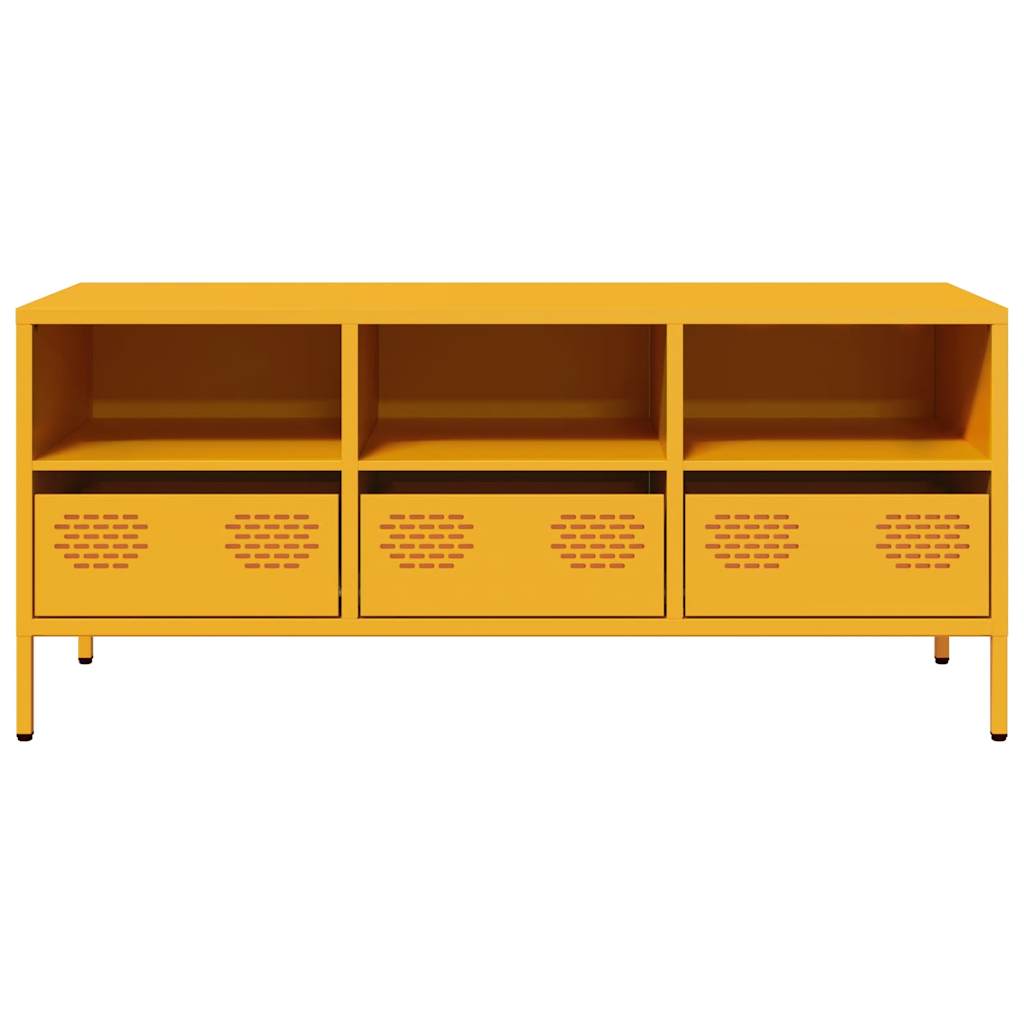 Dulap TV, galben muștar, 101,5x39x43,5 cm, oțel laminat la rece GartenMobel Dekor