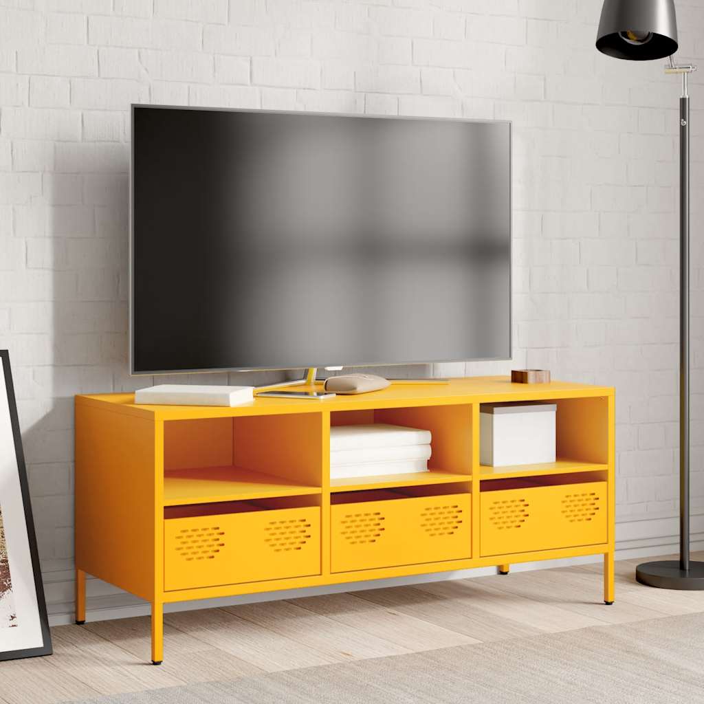 Dulap TV, galben muștar, 101,5x39x43,5 cm, oțel laminat la rece GartenMobel Dekor