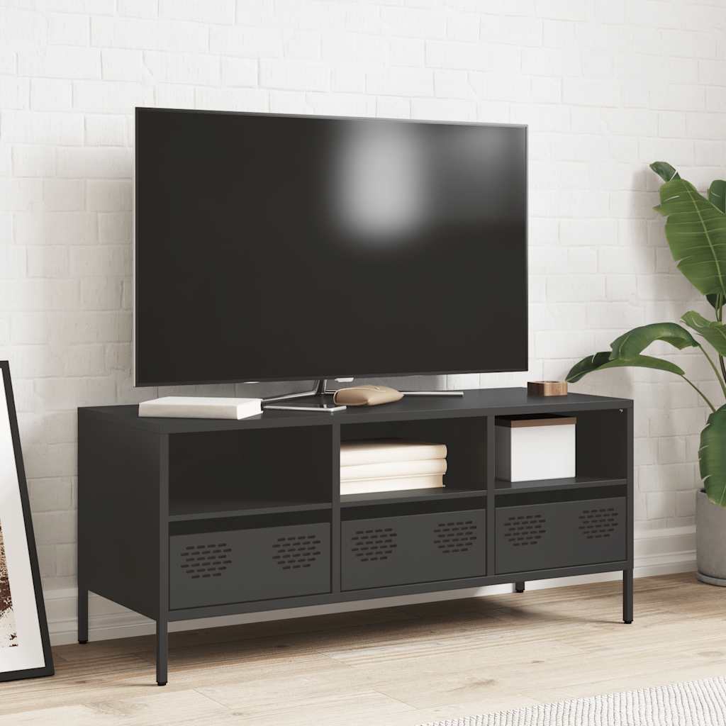 Dulap TV, negru, 101,5x39x43,5 cm, oțel laminat la rece GartenMobel Dekor