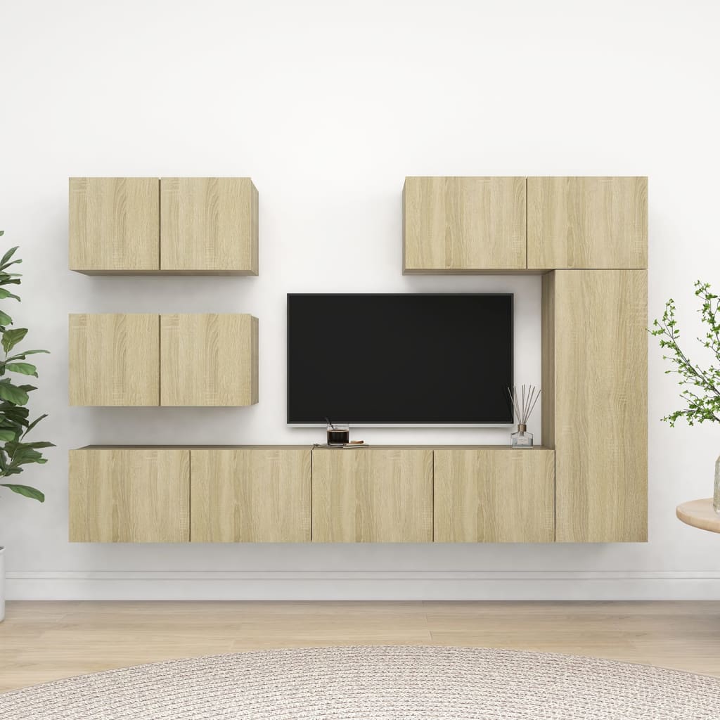 Set dulapuri TV, 6 piese, stejar sonoma, lemn prelucrat GartenMobel Dekor