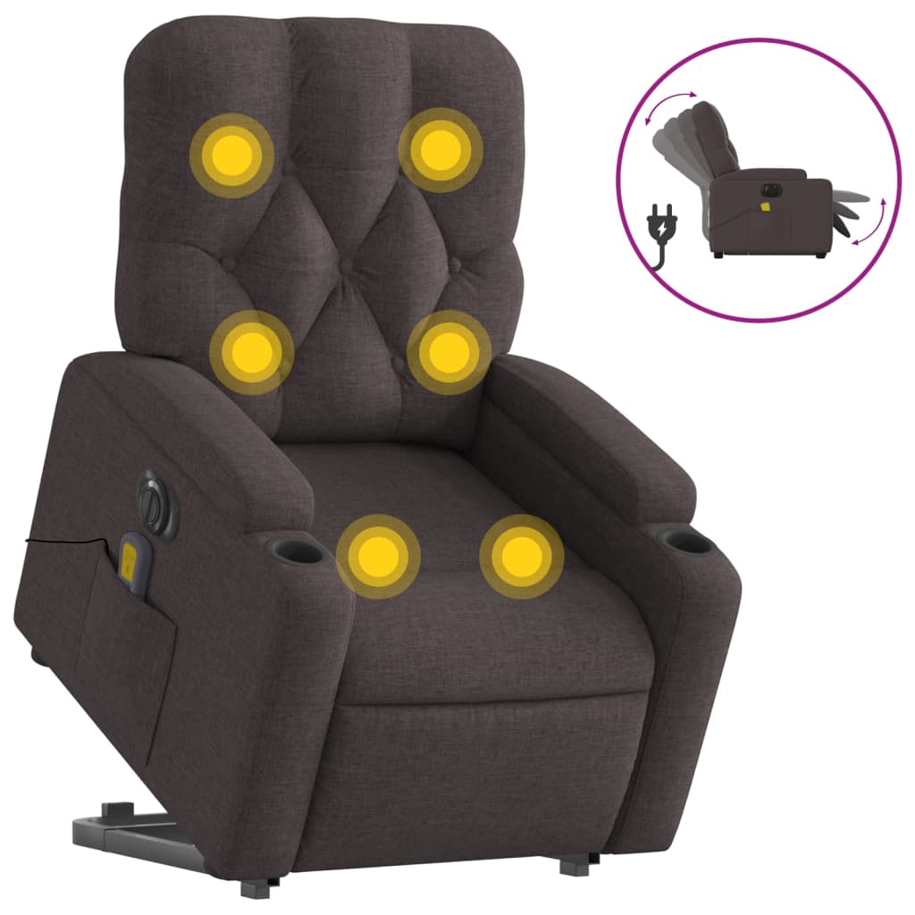 Fotoliu electric masaj rabatabil cu ridicare maro închis textil GartenMobel Dekor