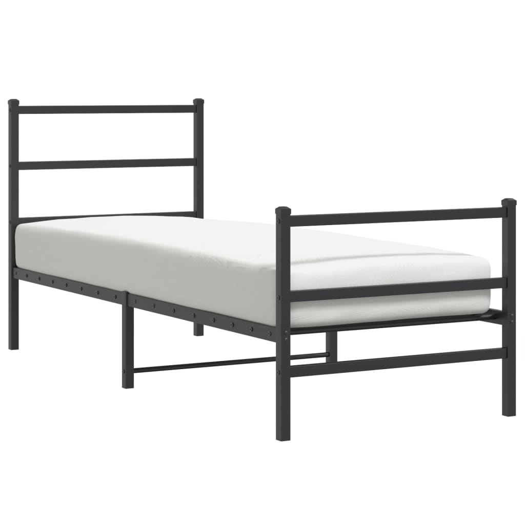 Cadru pat metalic cu tăblii de cap/picioare  negru, 80x200 cm GartenMobel Dekor