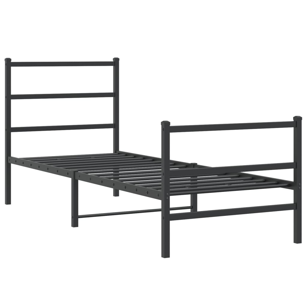 Cadru pat metalic cu tăblii de cap/picioare  negru, 80x200 cm GartenMobel Dekor