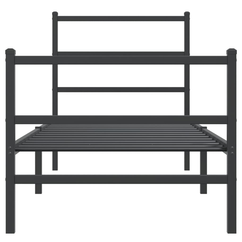 Cadru pat metalic cu tăblii de cap/picioare  negru, 80x200 cm GartenMobel Dekor
