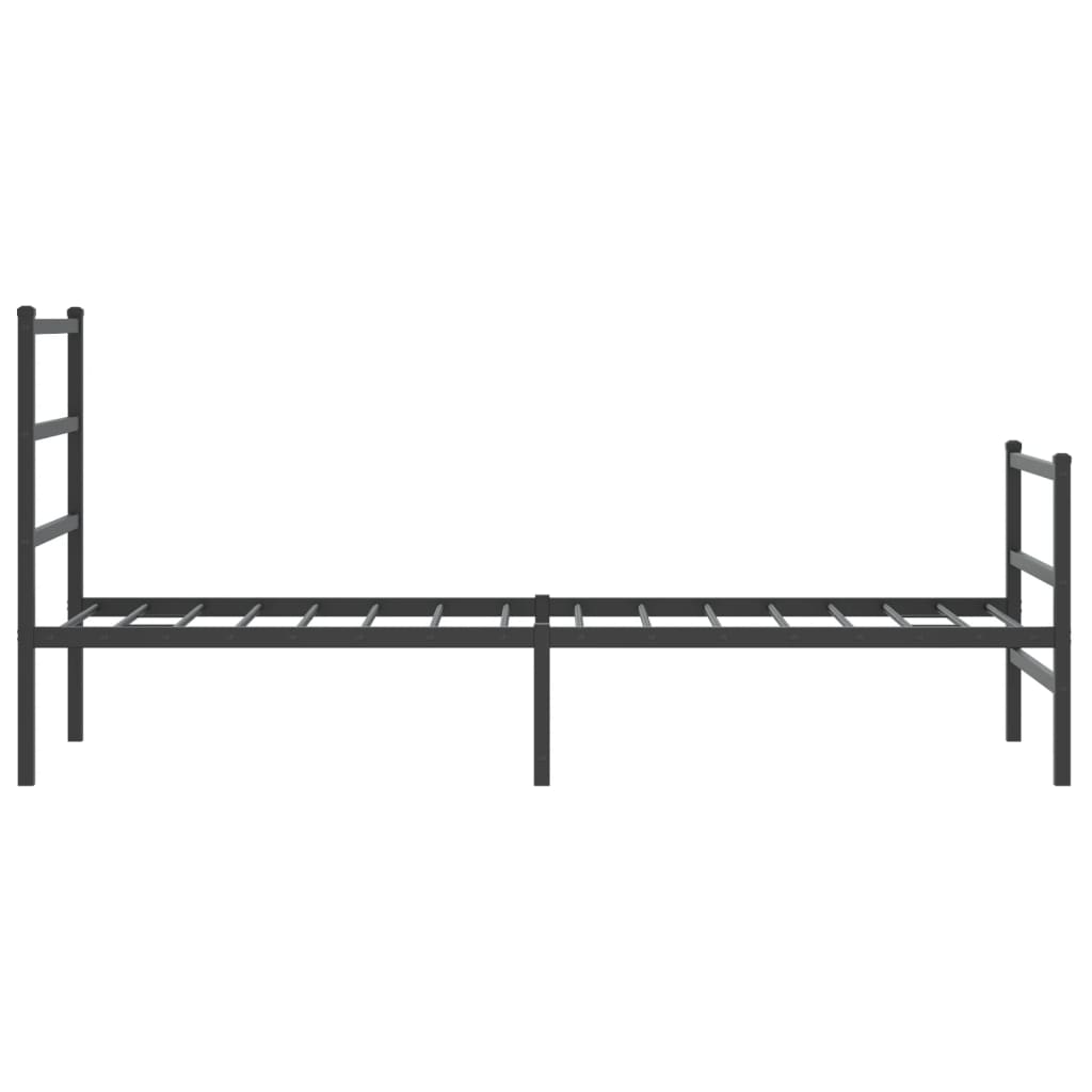 Cadru pat metalic cu tăblii de cap/picioare  negru, 80x200 cm GartenMobel Dekor