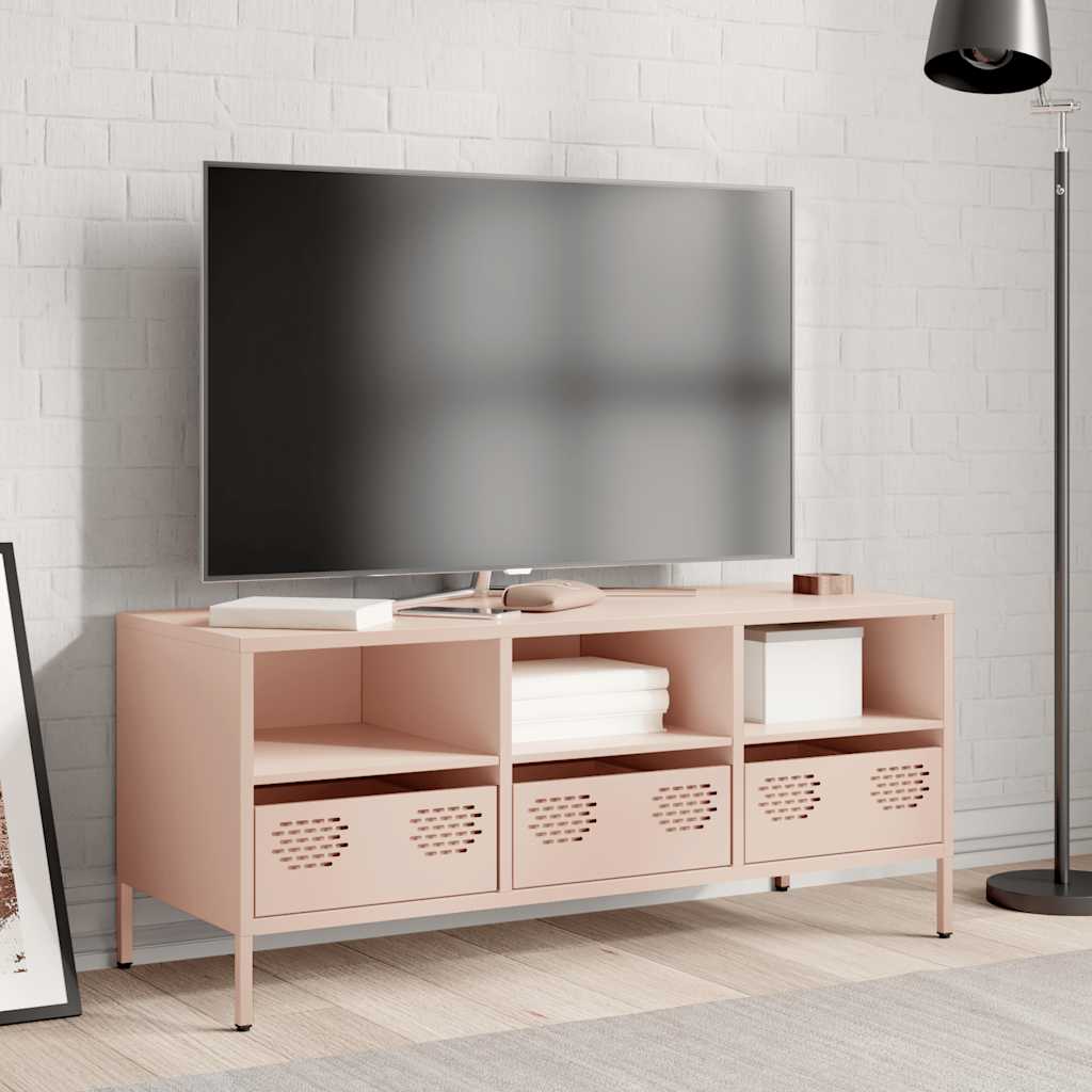 Dulap TV, roz, 101,5x39x43,5 cm, oțel laminat la rece GartenMobel Dekor