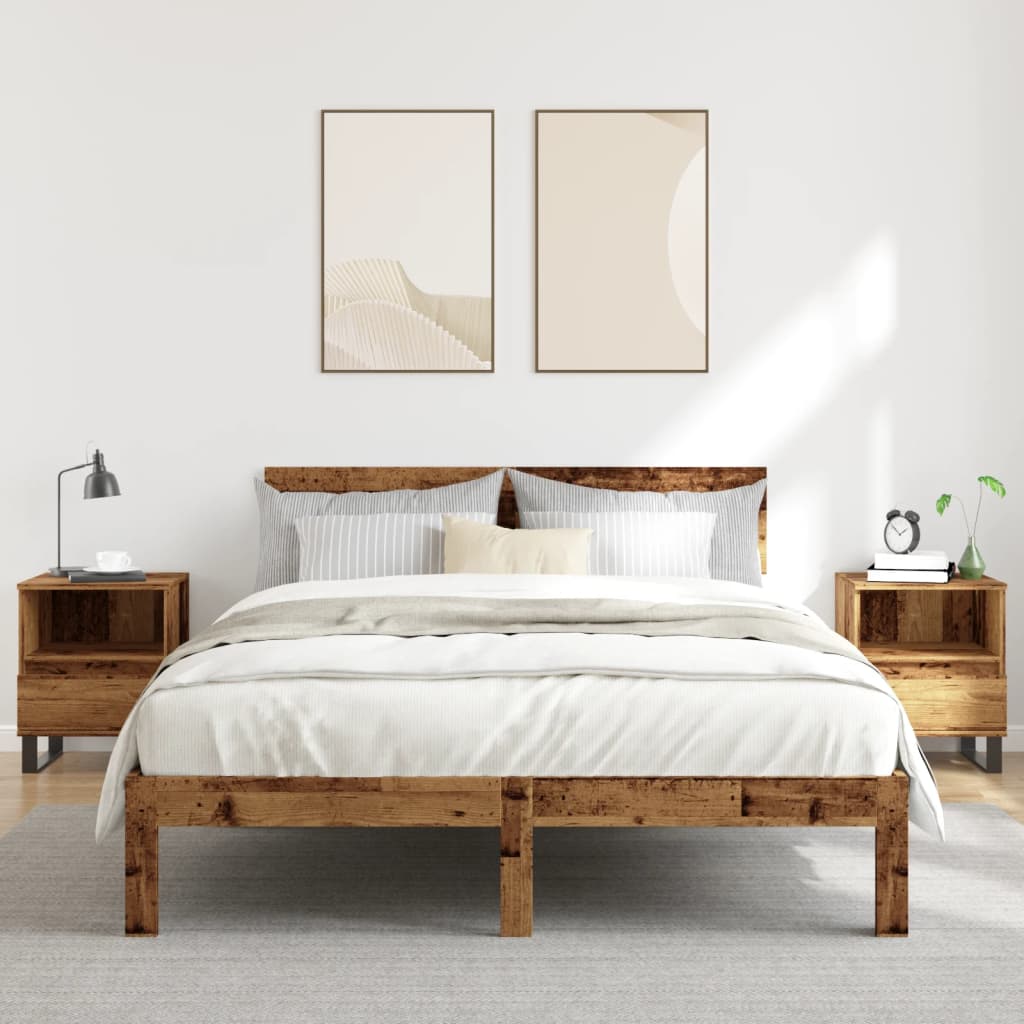 Noptiere, 2 buc., lemn vechi, 40x35x50 cm, lemn prelucrat GartenMobel Dekor