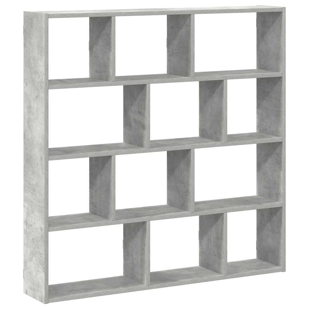Raft cubic perete cu 12 compartimente gri beton lemn prelucrat GartenMobel Dekor