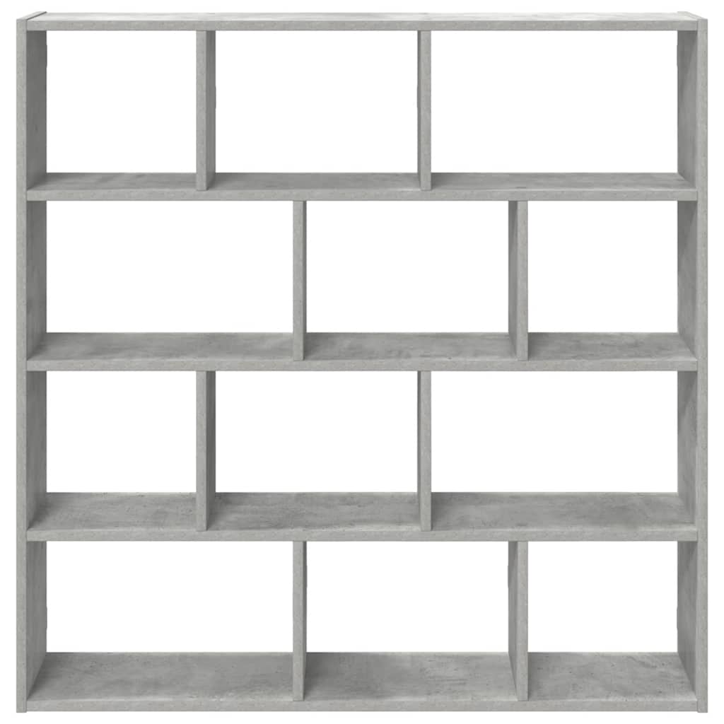 Raft cubic perete cu 12 compartimente gri beton lemn prelucrat GartenMobel Dekor