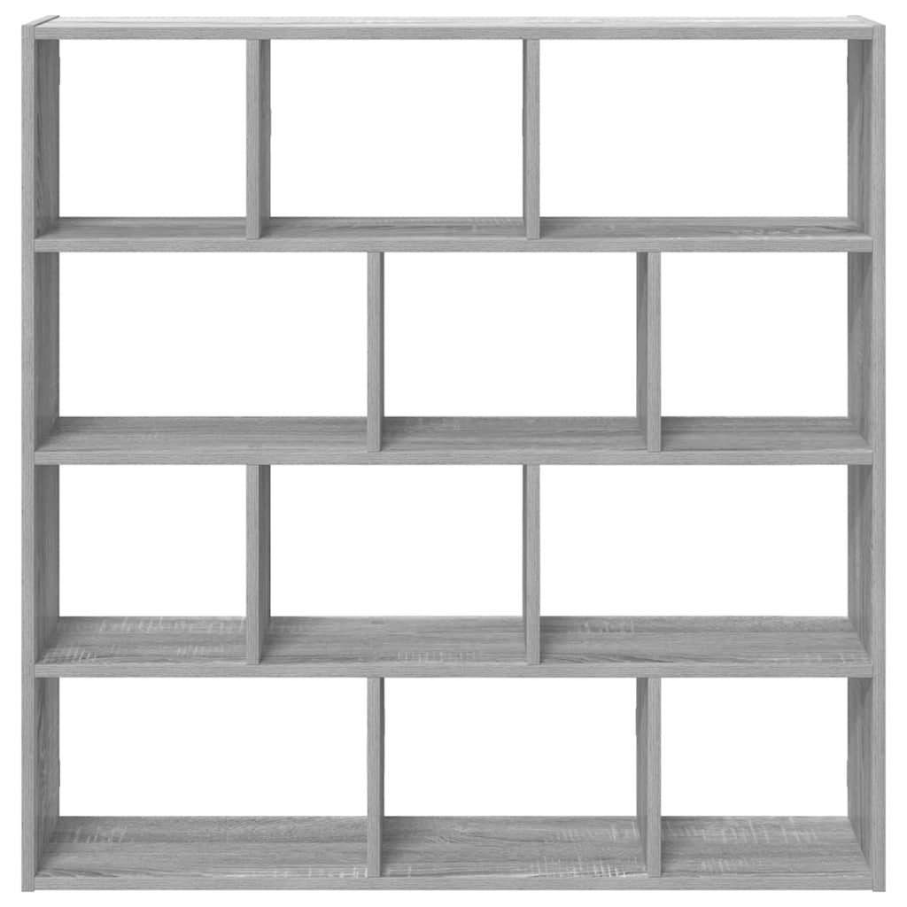 Raft cubic perete cu 12 compartimente sonoma gri lemn prelucrat GartenMobel Dekor