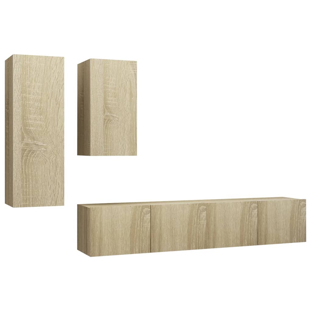 Set de dulapuri TV, 4 piese, stejar sonoma, lemn prelucrat GartenMobel Dekor
