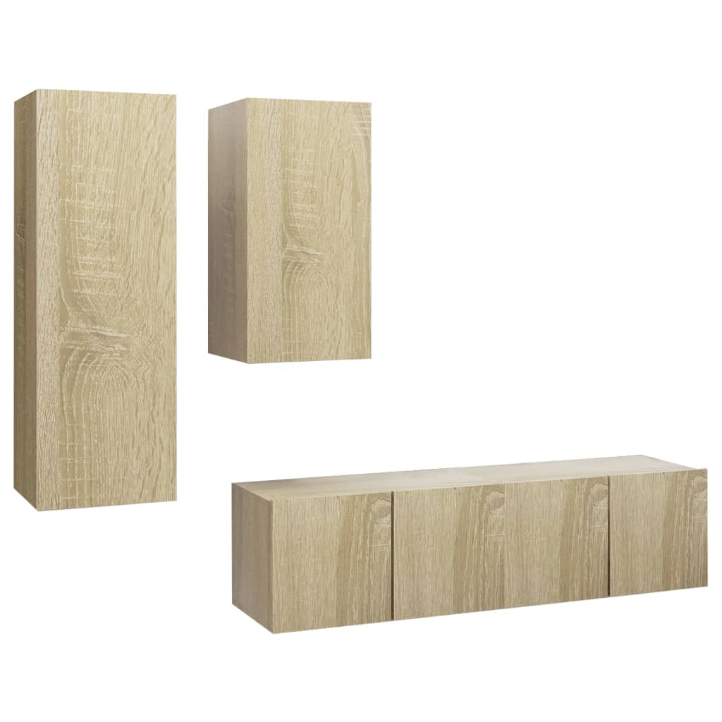Set dulapuri TV, 4 piese, stejar sonoma, lemn prelucrat GartenMobel Dekor