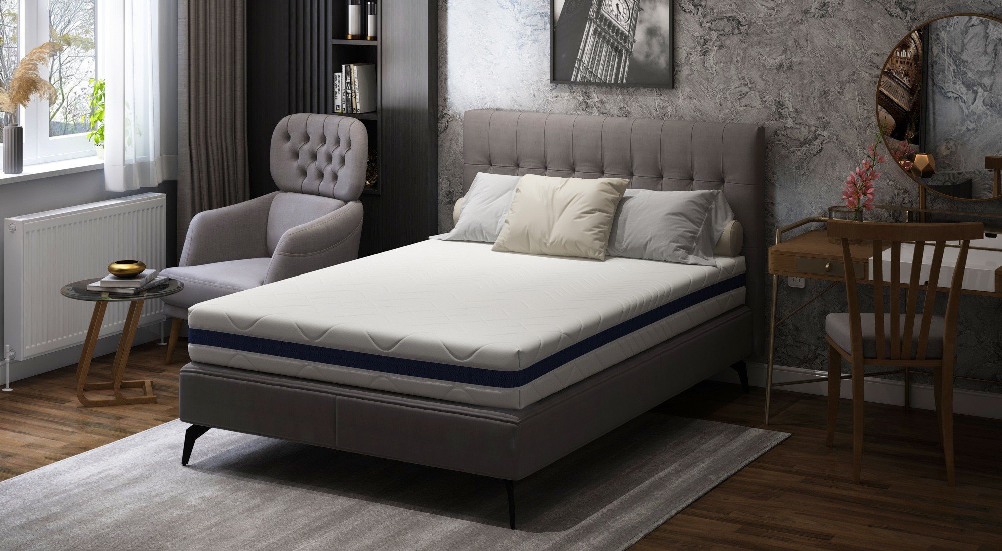 Saltea cu memorie Somnart Optimax Memory 100x190, inaltime 18cm, husa 3D detasabila si lavabila, rulata, cu manere, fermitate medie Relax KipRoom