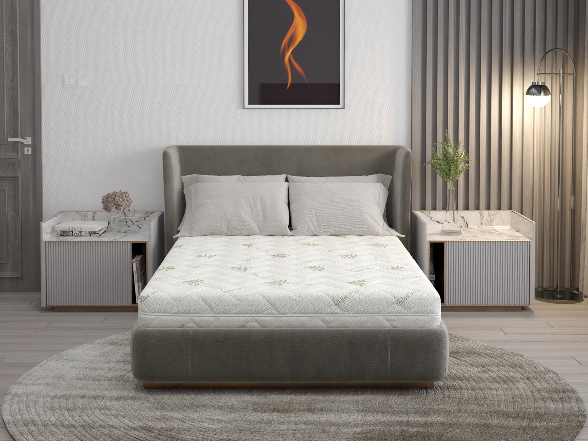 Saltea cu spumă poliuretanică Confort 4Family Aloe Vera 160x190 Somnart, înălțime 14 cm, husă lavabilă și detașabilă cu fermoar, fermitate medie Relax KipRoom