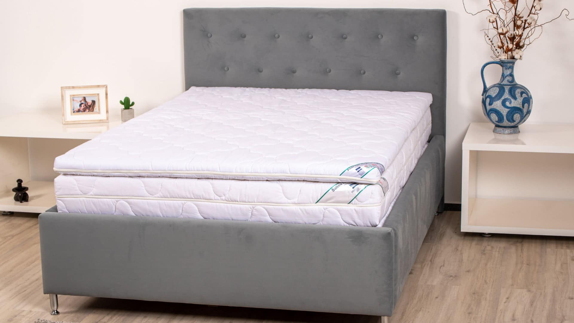 Topper HypoallergenicMed Somnart, cu husa bumbac 100%, detasabila, spalare la 90°C, tip rola, 180x200 cm Relax KipRoom