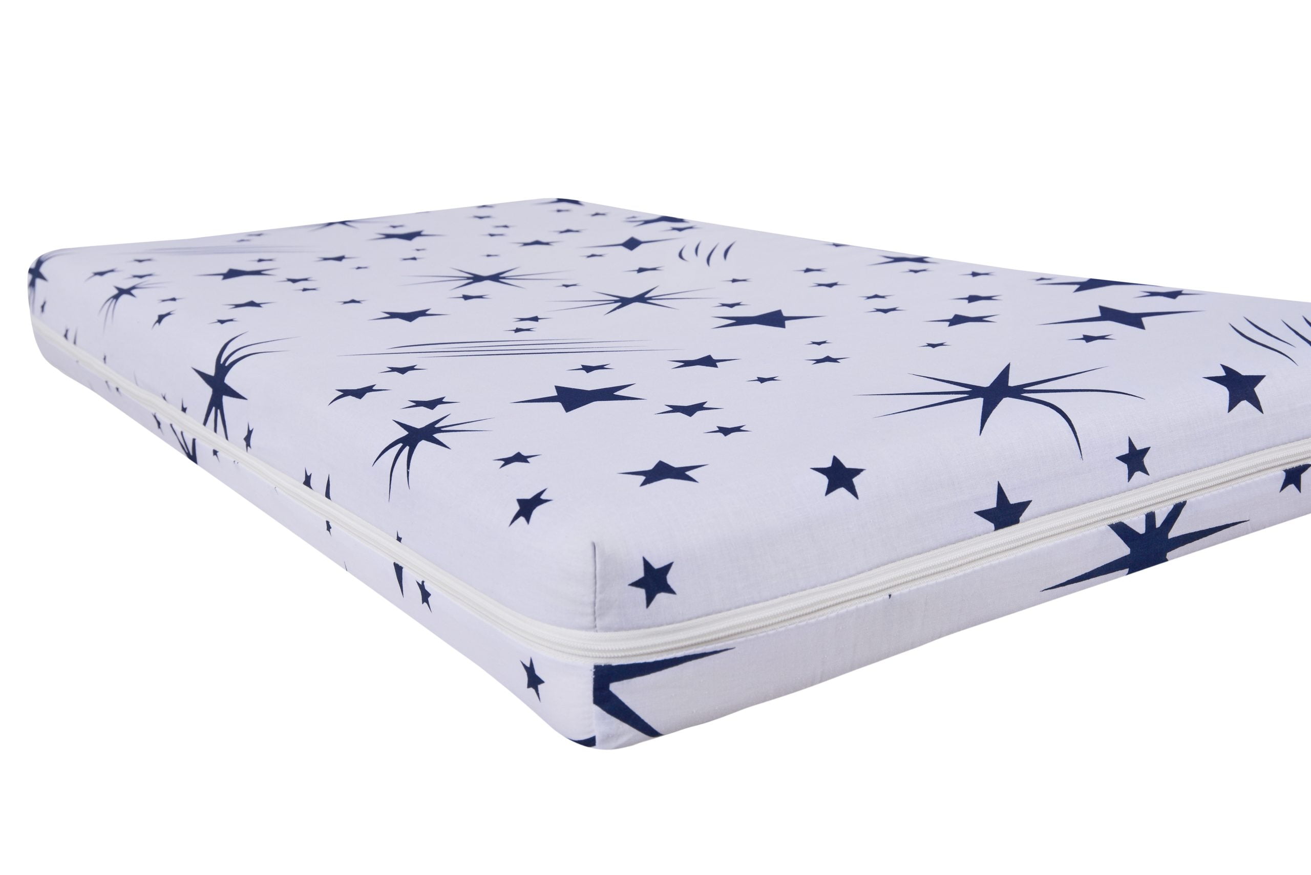 Saltea cu spumă poliuretanică Somnart Ortopedică 70x140, înălțime 10 cm, pentru bebeluși și copii, husă impermeabilă, fermitate medie, model stars Relax KipRoom