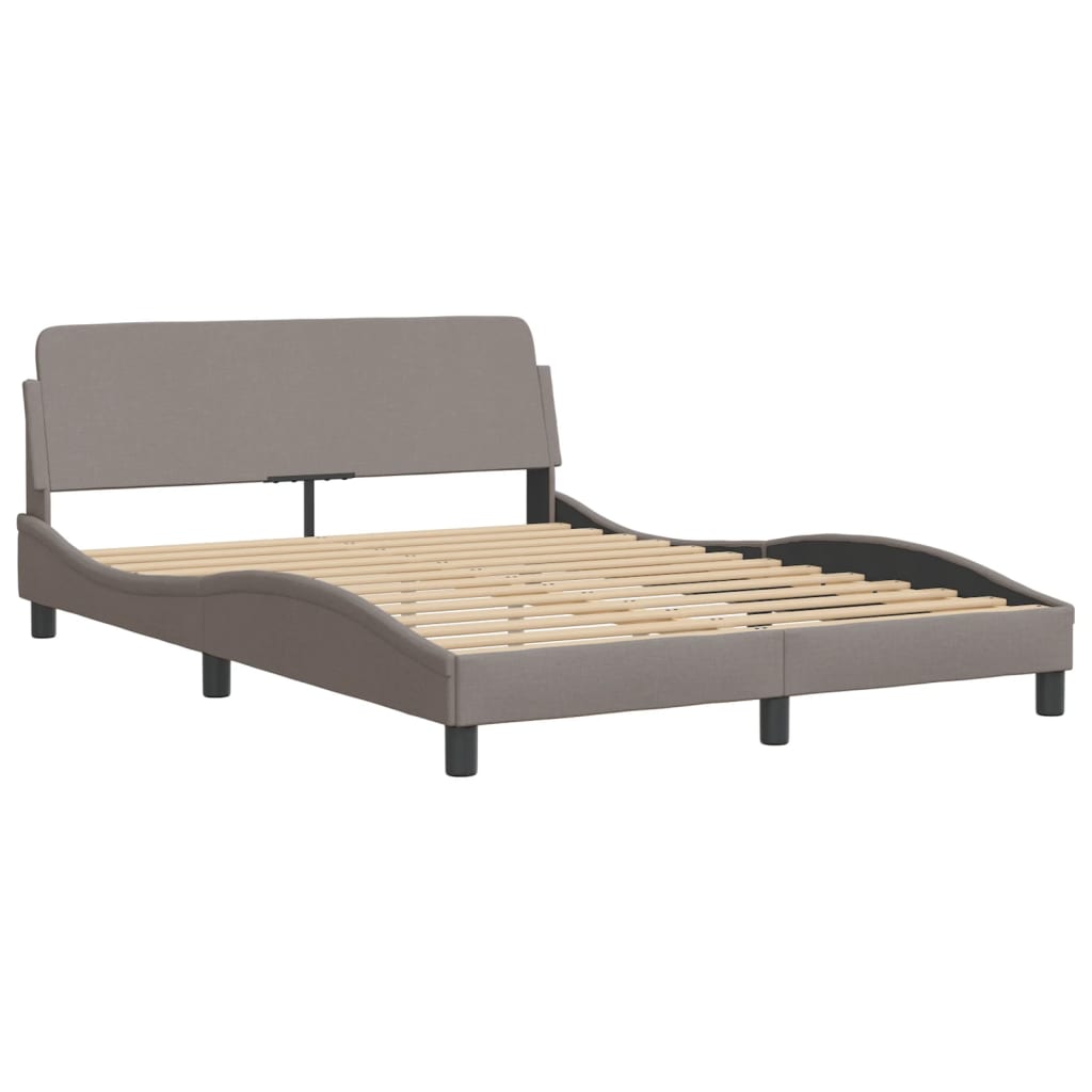 Cadru de pat cu lumini LED, gri taupe, 140x200 cm, textil GartenMobel Dekor