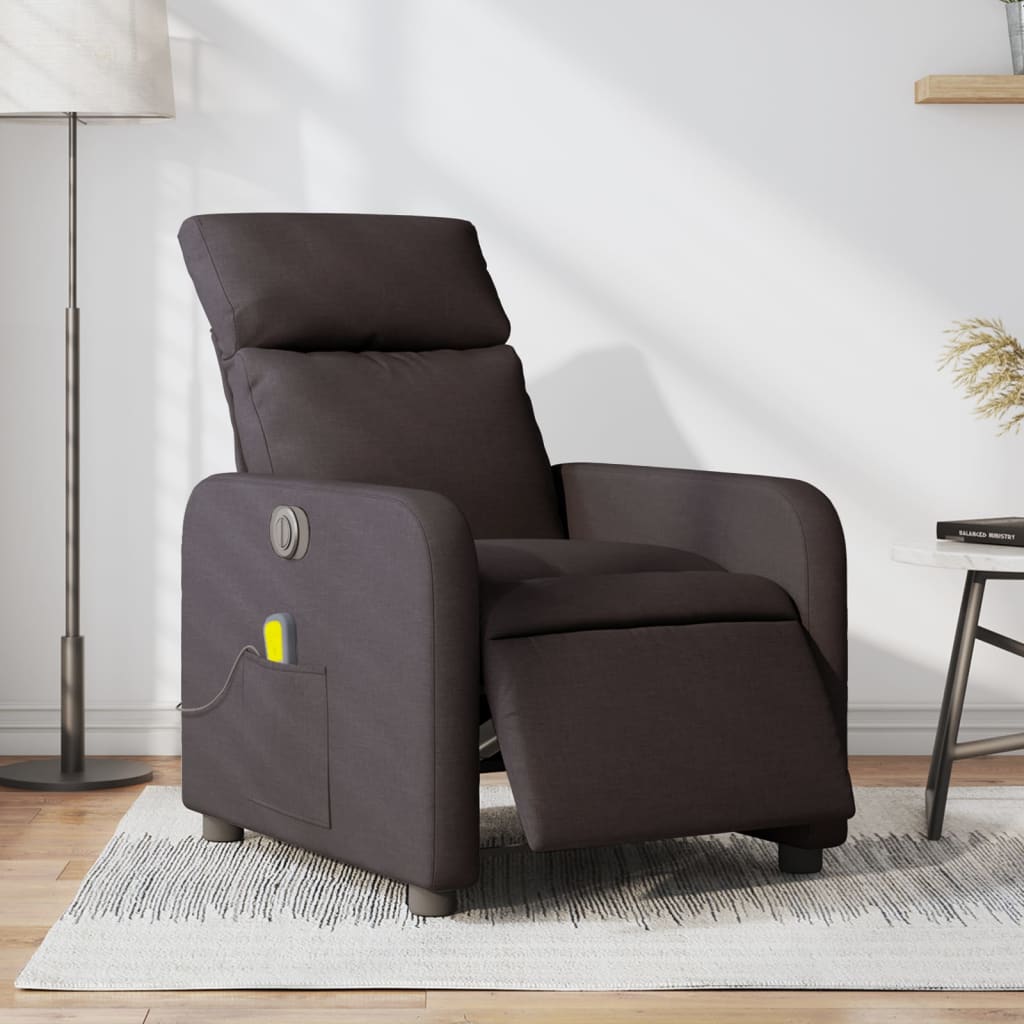 Fotoliu electric de masaj rabatabil, maro închis, textil GartenMobel Dekor