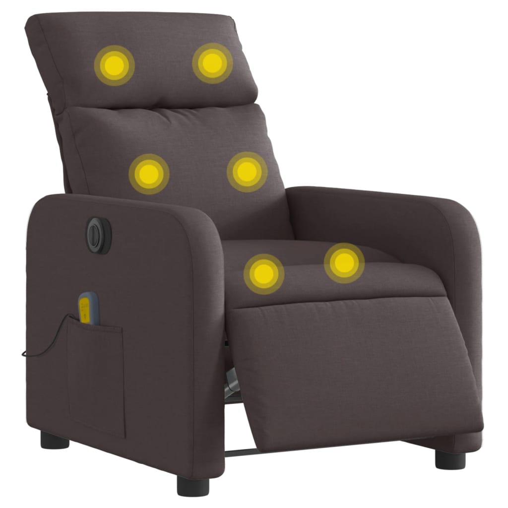 Fotoliu electric de masaj rabatabil, maro închis, textil GartenMobel Dekor