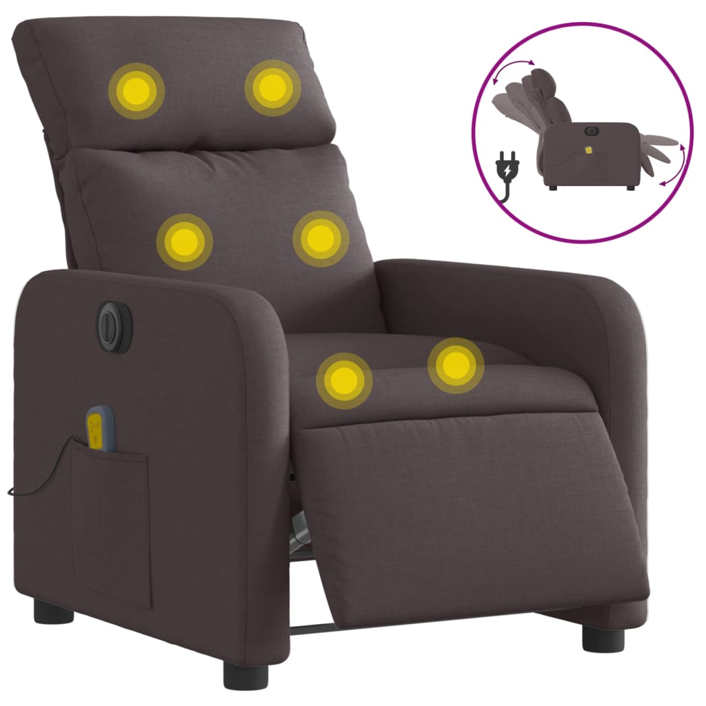 Fotoliu electric de masaj rabatabil, maro închis, textil GartenMobel Dekor