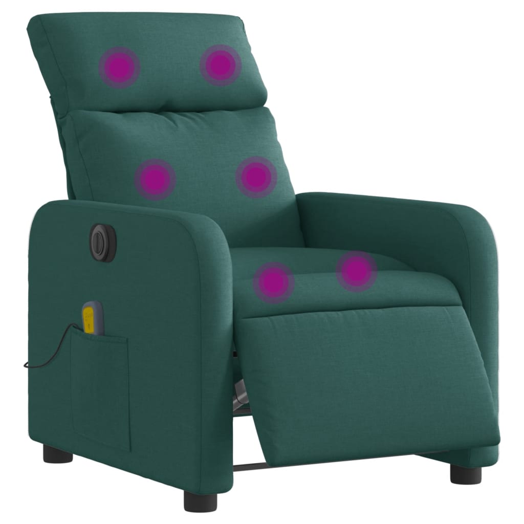 Fotoliu electric de masaj rabatabil, verde închis, textil GartenMobel Dekor