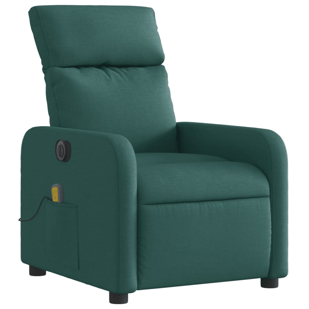 Fotoliu electric de masaj rabatabil, verde închis, textil GartenMobel Dekor