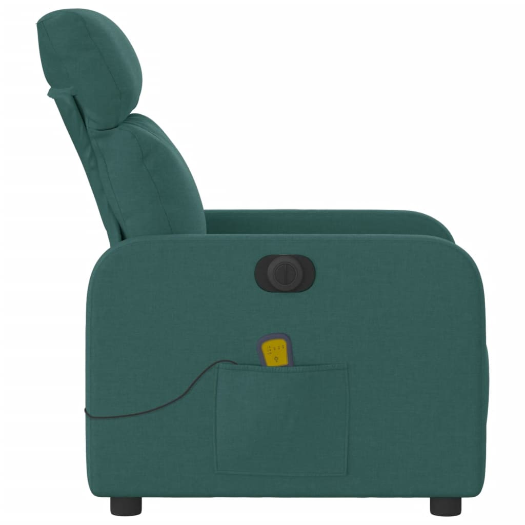 Fotoliu electric de masaj rabatabil, verde închis, textil GartenMobel Dekor