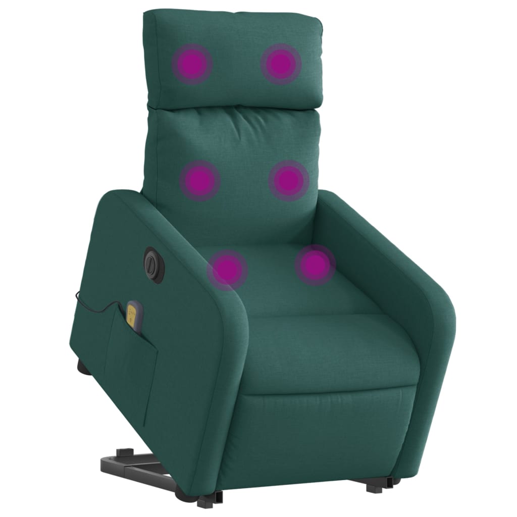 Fotoliu electric masaj rabatabil / ridicare verde închis textil GartenMobel Dekor