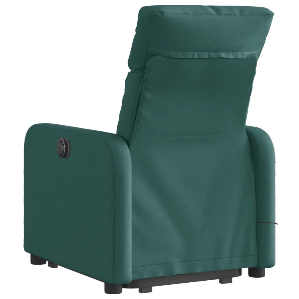 Fotoliu rabatabil de masaj, cu ridicare, verde închis, textil GartenMobel Dekor