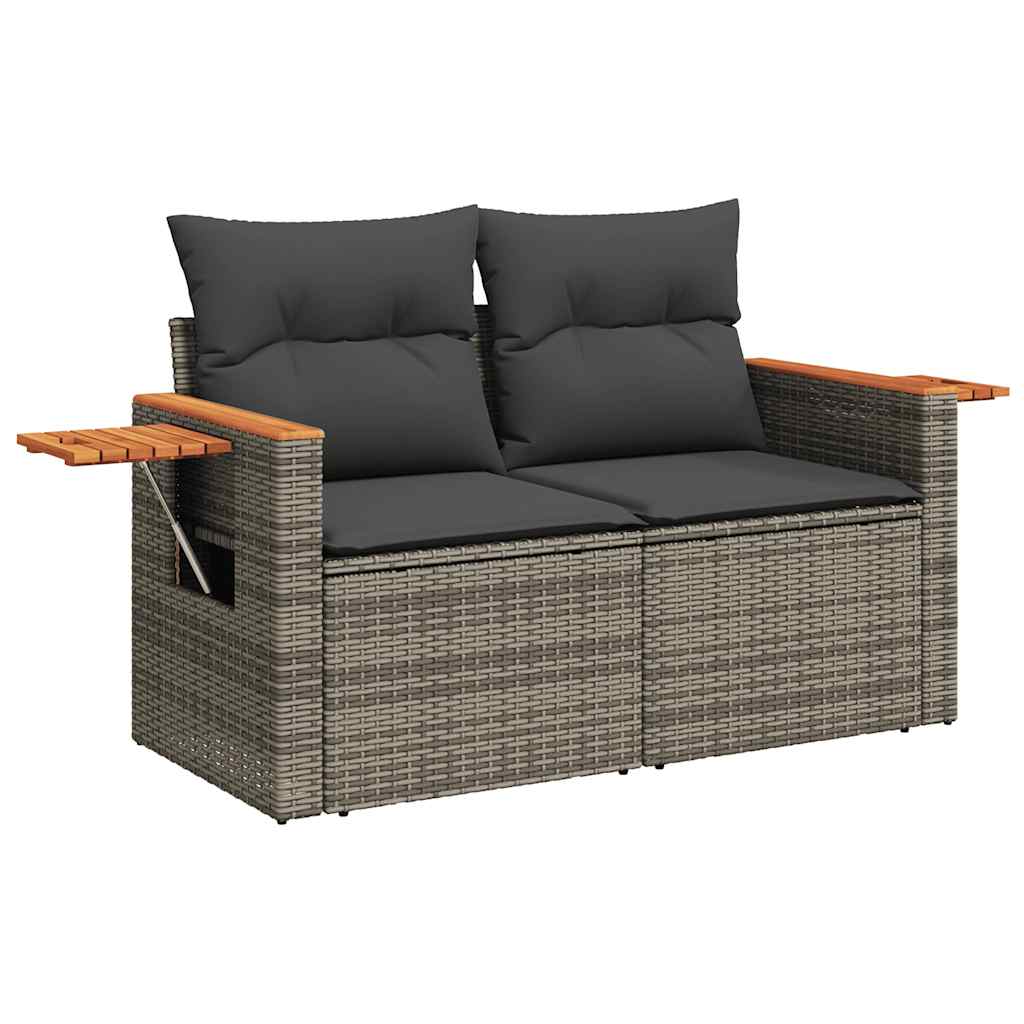 Set mobilier de grădină cu perne, 10 piese, gri, poliratan GartenMobel Dekor