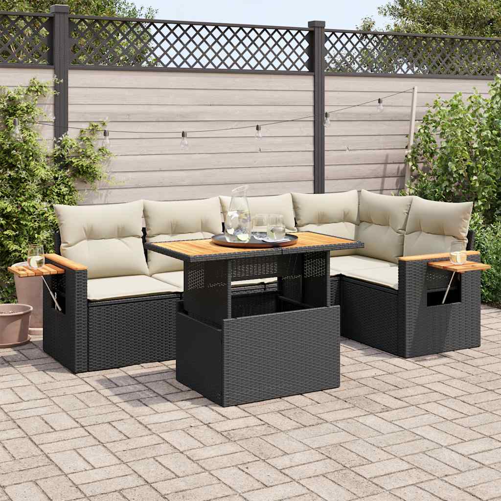 Set mobilier de grădină cu perne, 5 piese,poliratan/lemn acacia GartenMobel Dekor