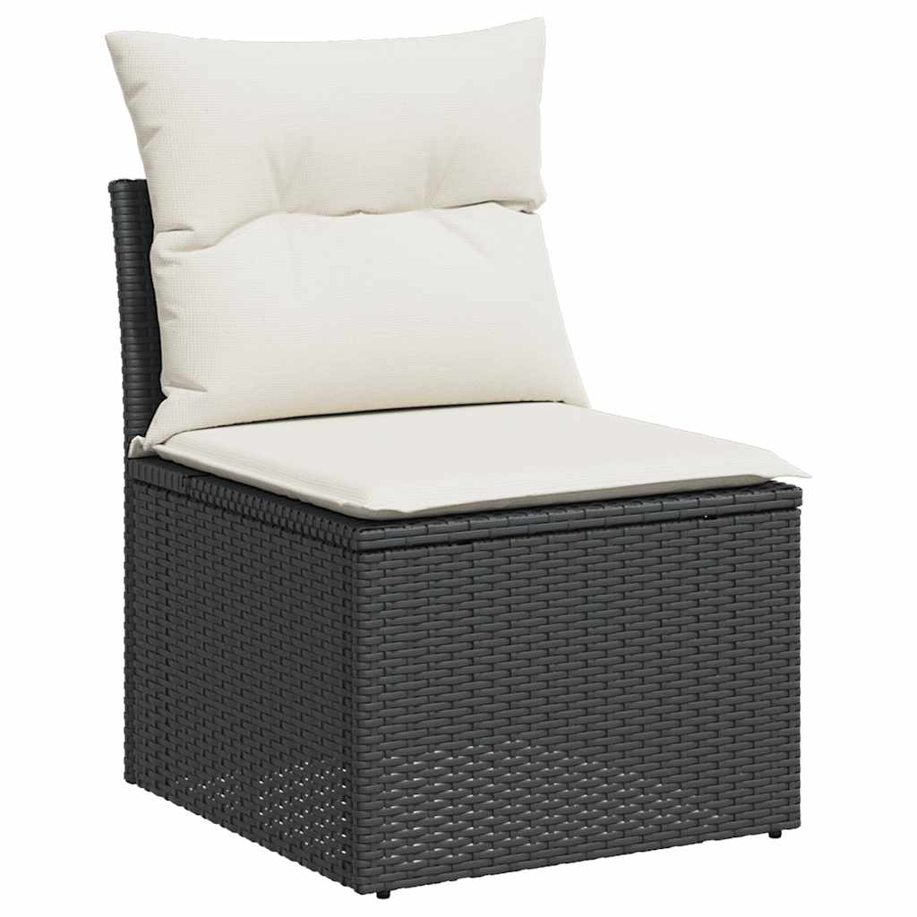 Set mobilier de grădină cu perne, 8 piese, negru, poliratan GartenMobel Dekor