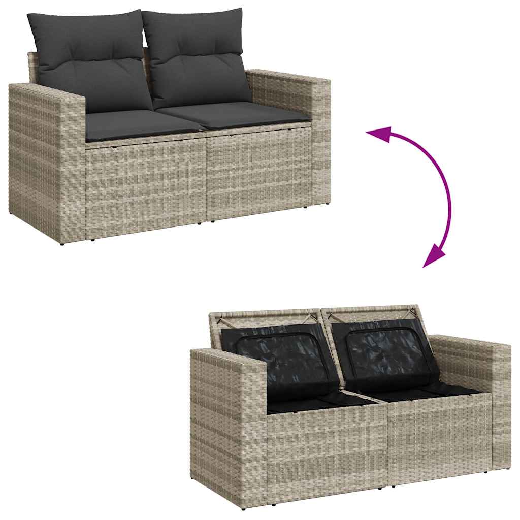 Set mobilier de grădină cu perne, 8 piese gri deschis poliratan GartenMobel Dekor