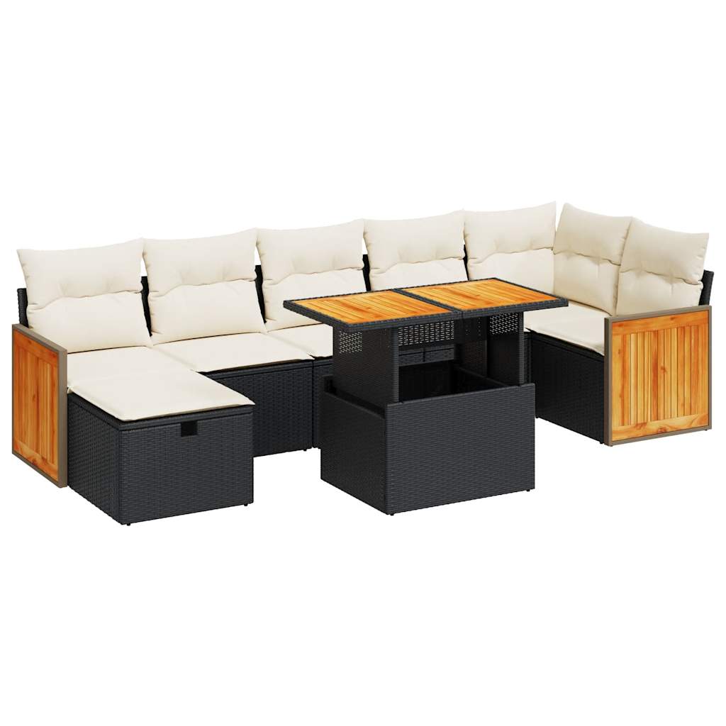 Set mobilier de grădină cu perne, 5 piese, negru, poliratan GartenMobel Dekor