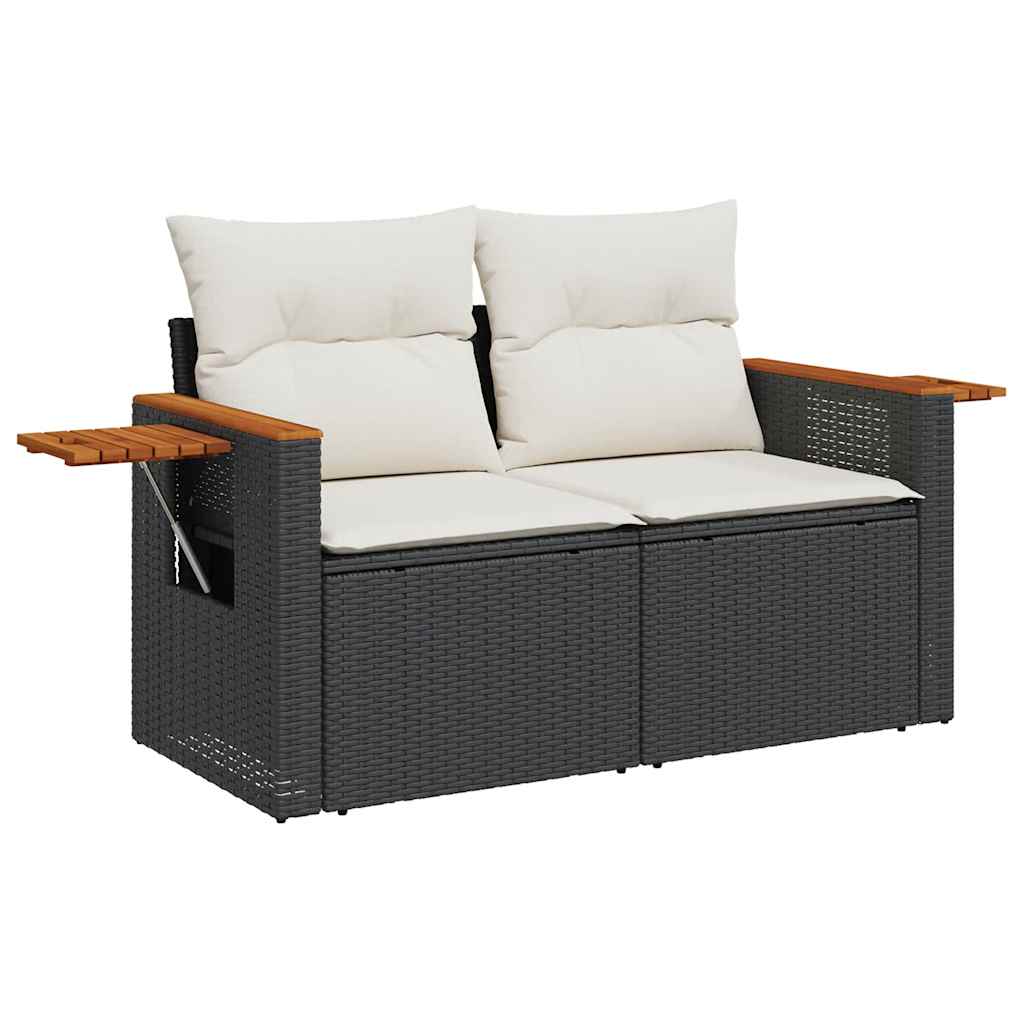 Set mobilier de grădină cu perne, 8 piese, negru, poliratan GartenMobel Dekor