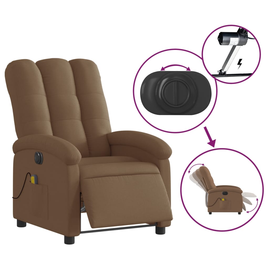 Fotoliu electric de masaj rabatabil, maro, textil GartenMobel Dekor
