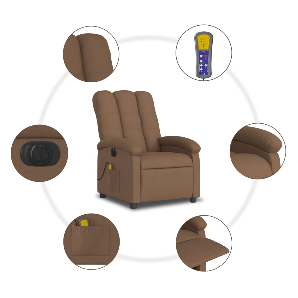 Fotoliu electric de masaj rabatabil, maro, textil GartenMobel Dekor