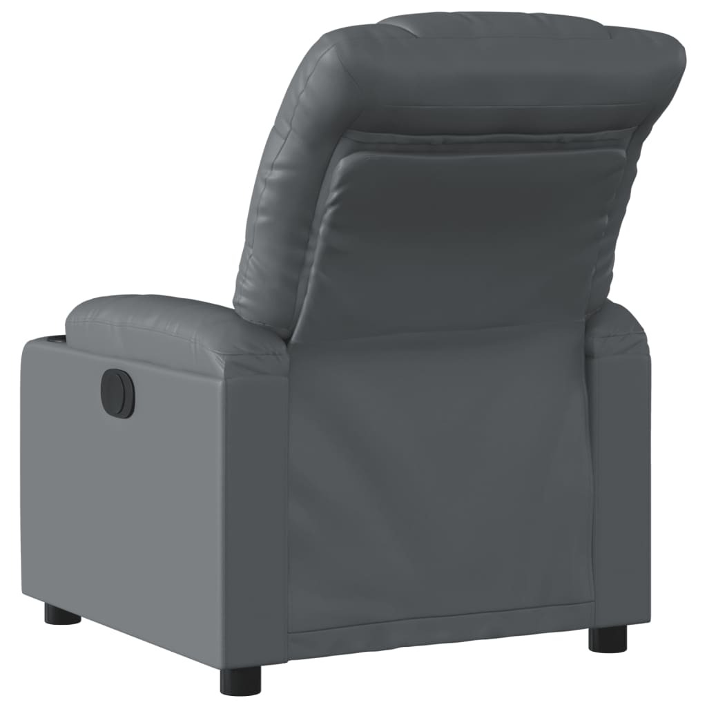 Fotoliu rabatabil electric, gri, piele ecologică GartenMobel Dekor