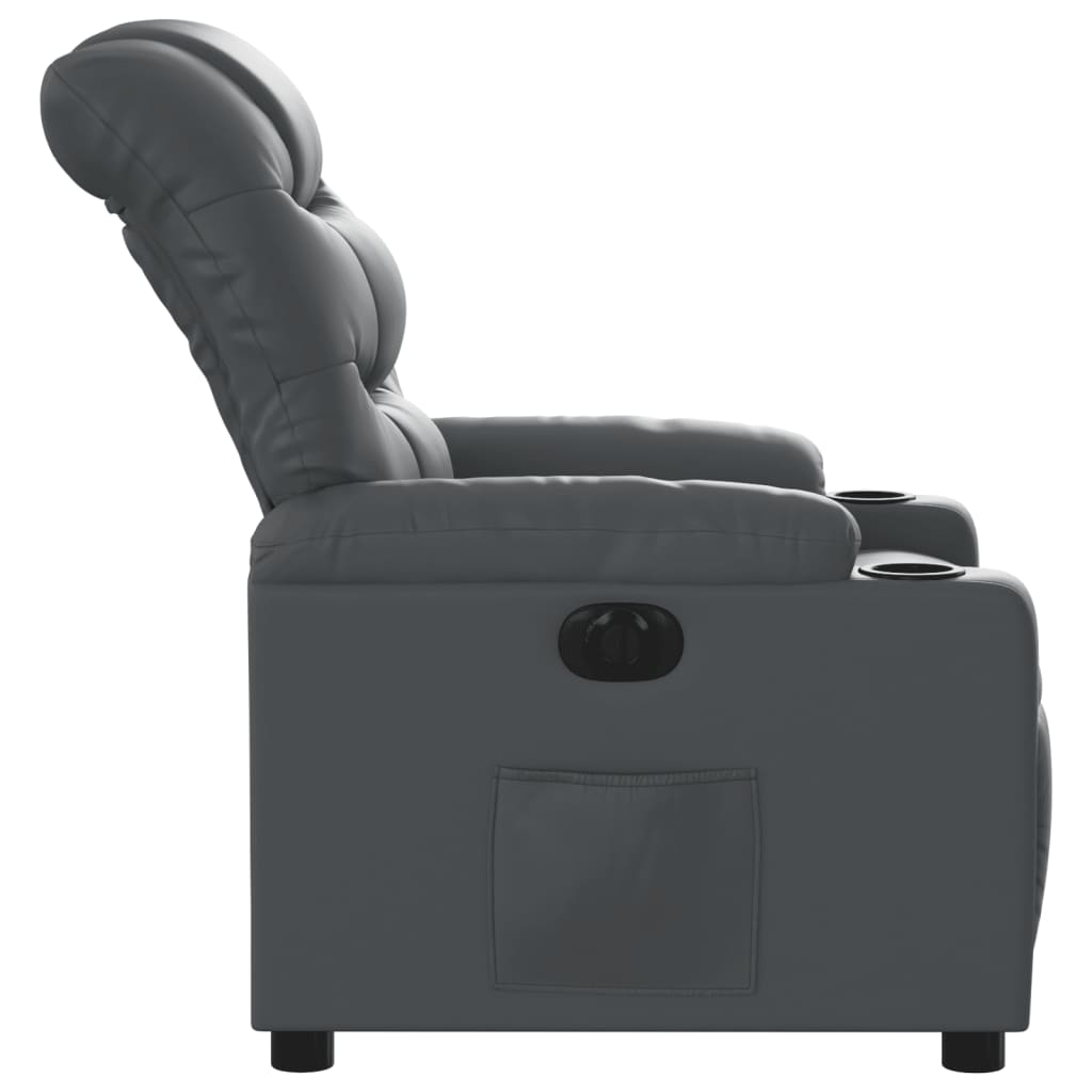Fotoliu rabatabil electric, gri, piele ecologică GartenMobel Dekor