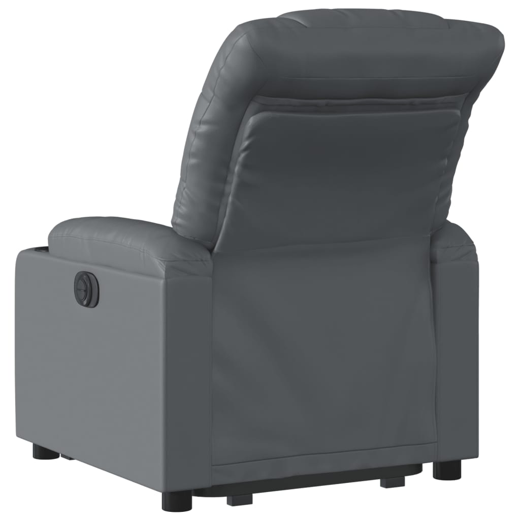 Fotoliu rabatabil electric cu ridicare, gri, piele ecologică GartenMobel Dekor