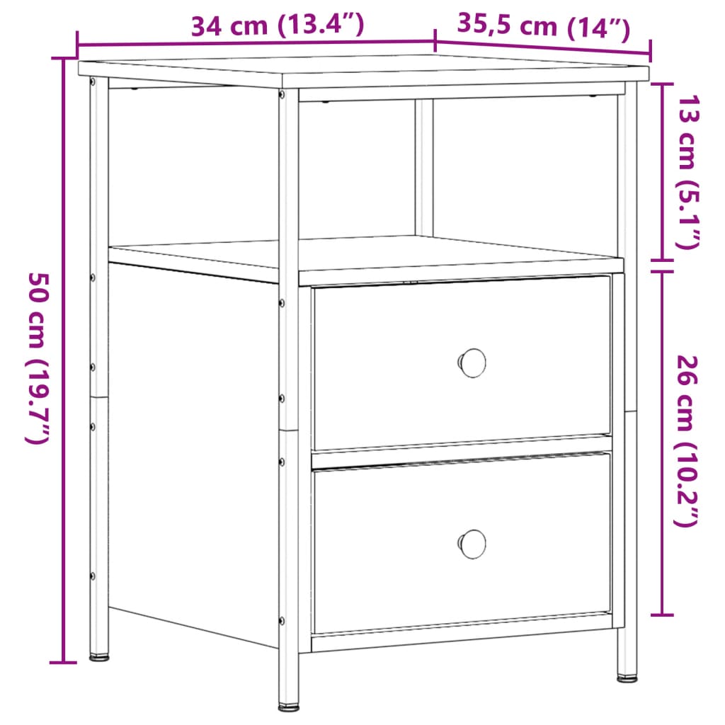 Noptiere, 2 buc, lemn vechi, 34x35,5x50 cm, lemn prelucrat GartenMobel Dekor