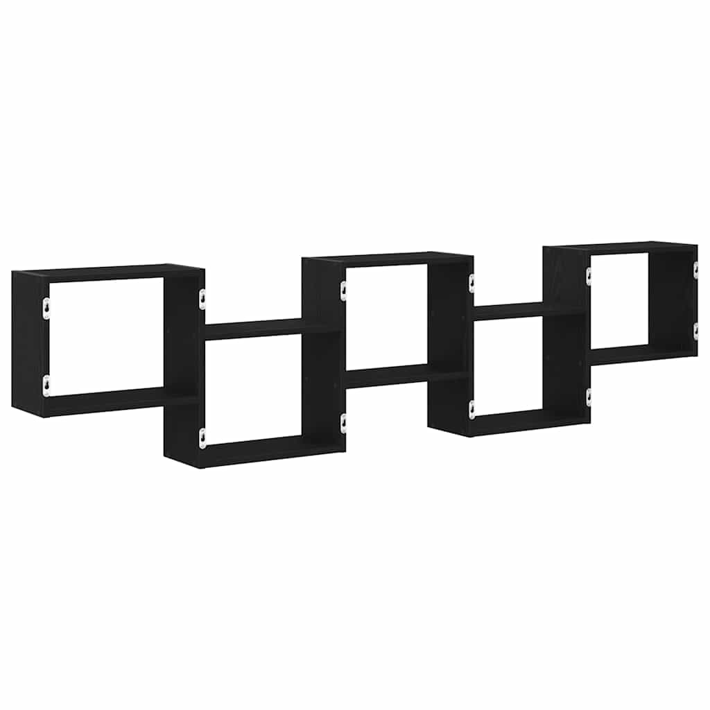Raft cubic de perete cu 5 compartimente negru lemn prelucrat GartenMobel Dekor