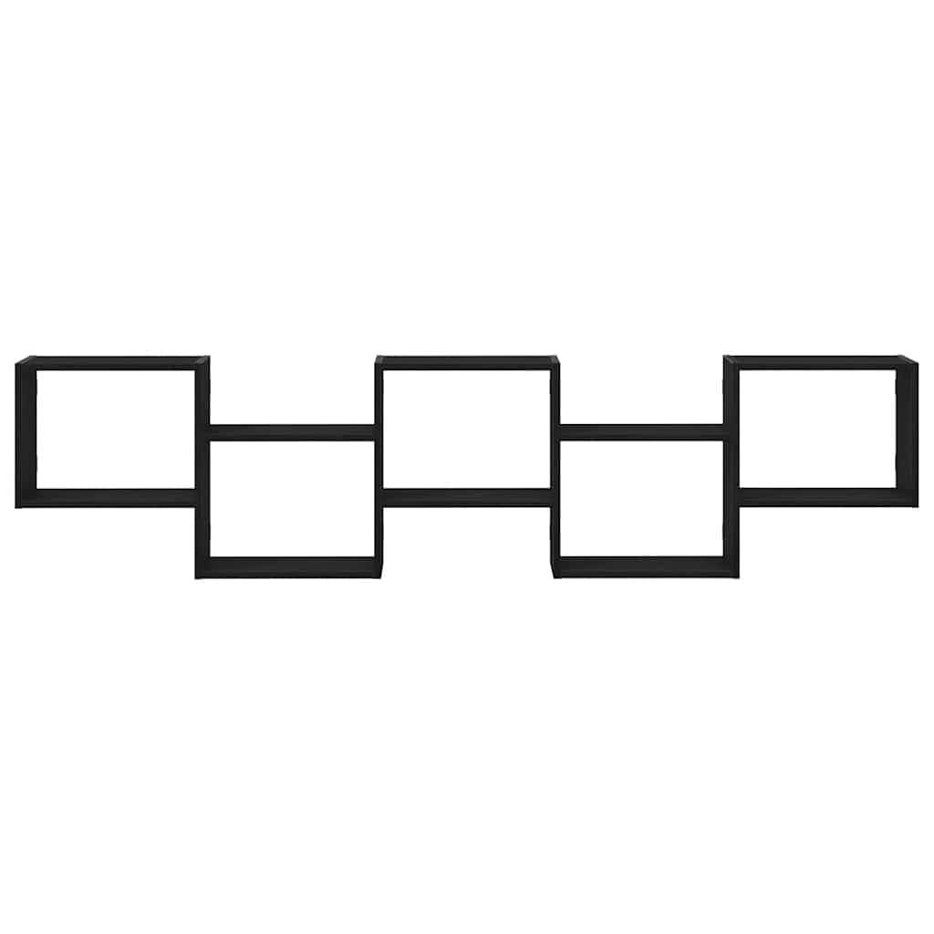 Raft cubic de perete cu 5 compartimente negru lemn prelucrat GartenMobel Dekor