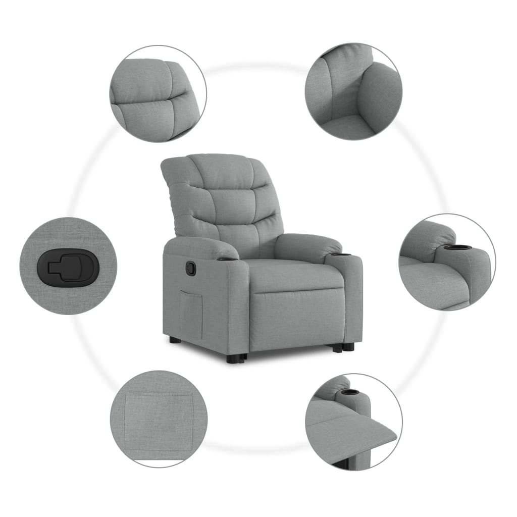 Fotoliu rabatabil cu ridicare, gri deschis, material textil GartenMobel Dekor