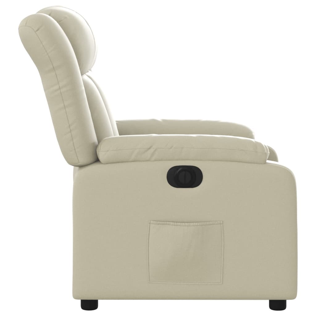 Fotoliu rabatabil electric, crem, piele ecologică GartenMobel Dekor