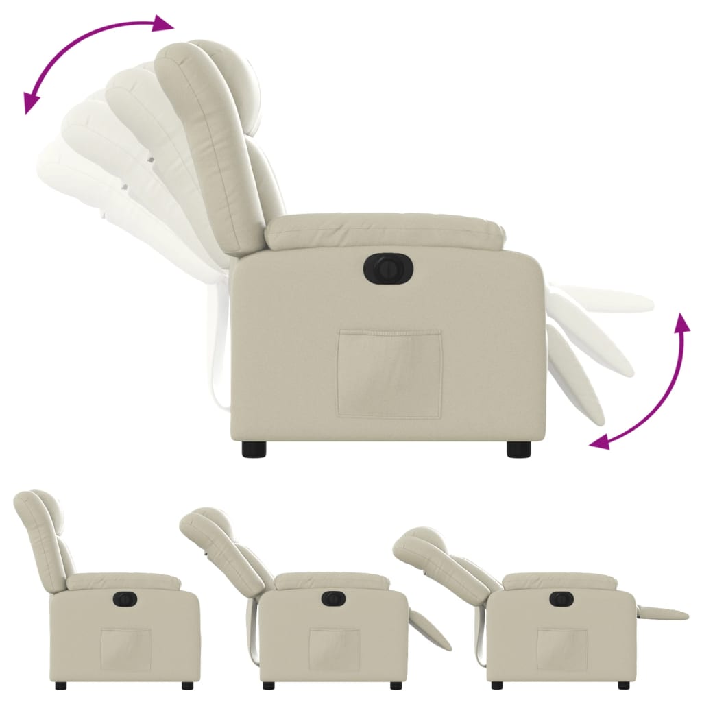 Fotoliu rabatabil electric, crem, piele ecologică GartenMobel Dekor