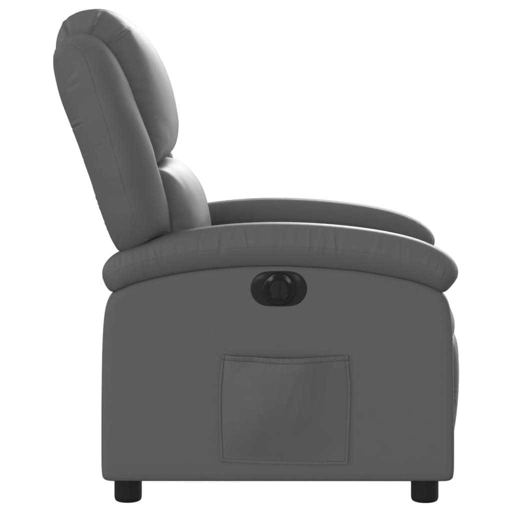 Fotoliu rabatabil electric, gri, piele ecologică GartenMobel Dekor