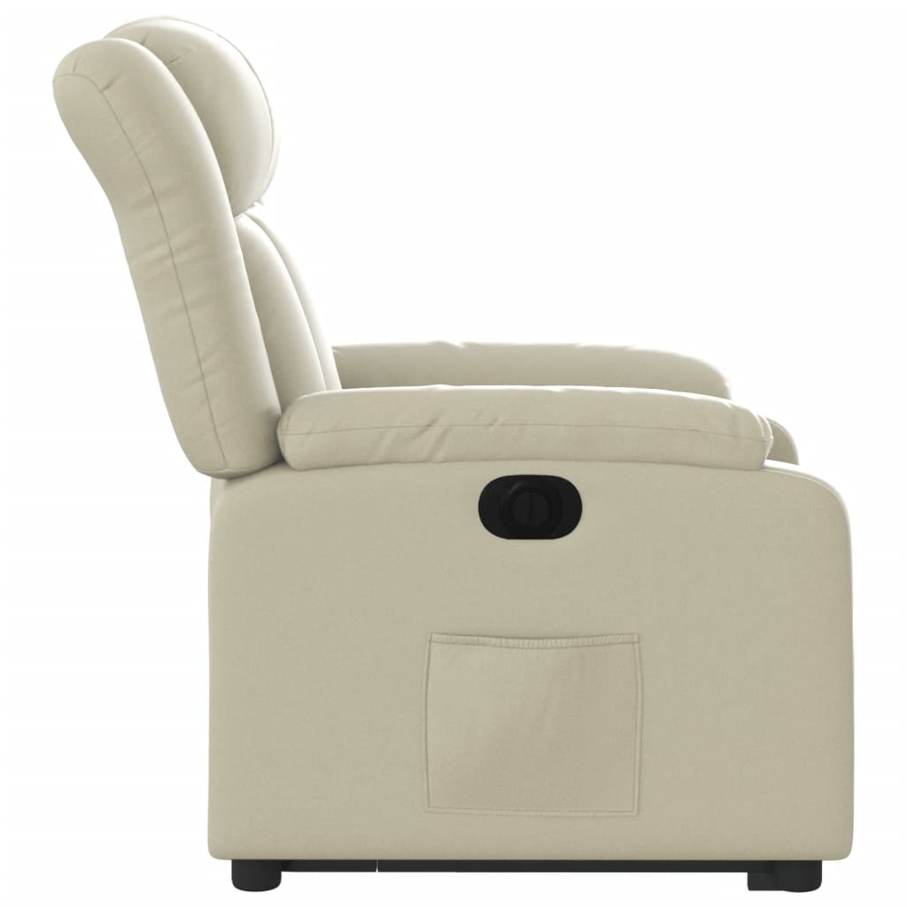 Fotoliu rabatabil electric cu ridicare, crem, piele ecologică GartenMobel Dekor