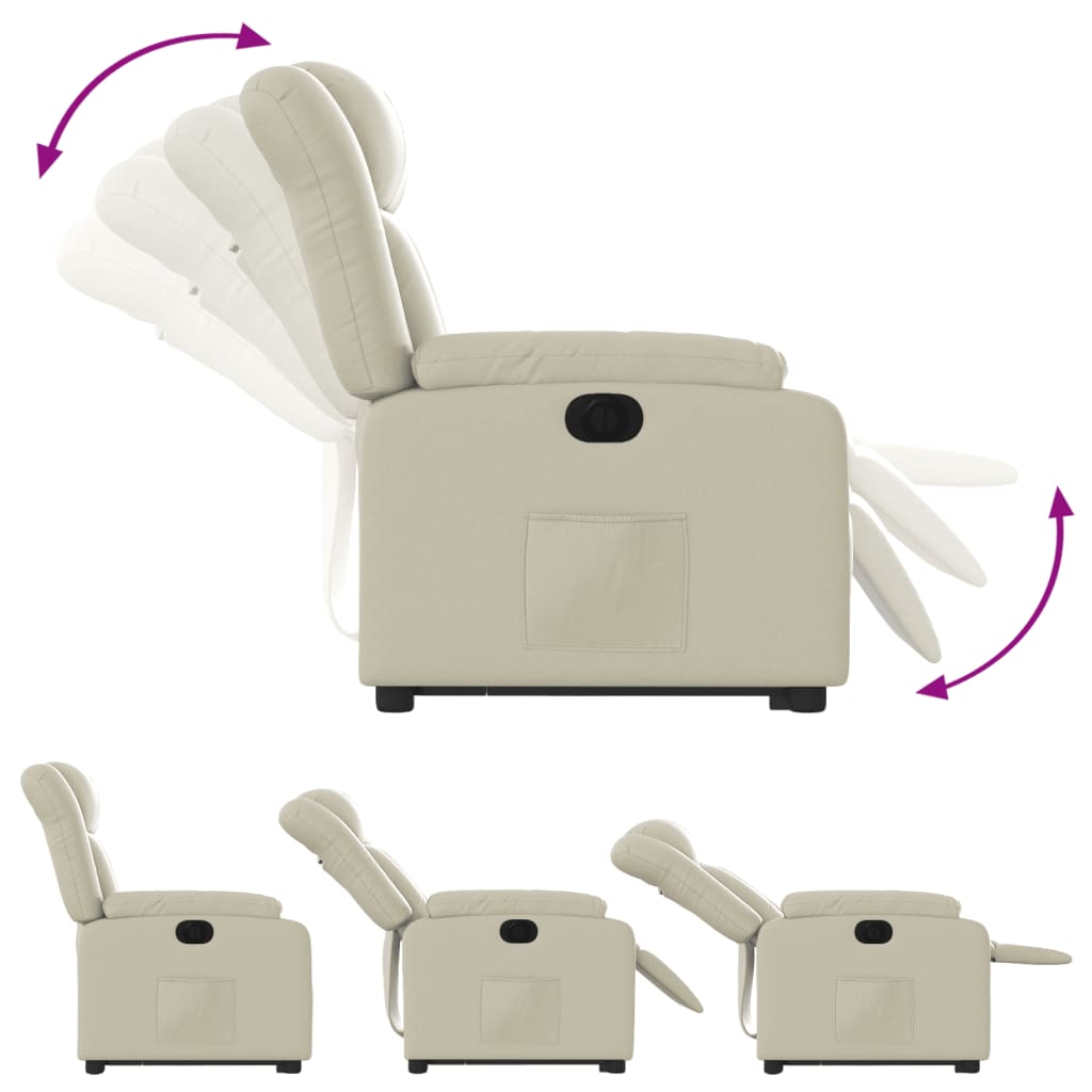 Fotoliu rabatabil electric cu ridicare, crem, piele ecologică GartenMobel Dekor